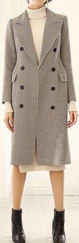 Houndstooth Double-Breasted Coat