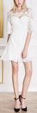 Lace Cutout Pleated-Side Dress, White - DESIGNER INSPIRED FASHIONS
