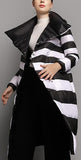 Stripe Puffer Down Coat, Black & White