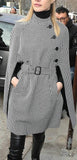 Houndstooth Wool-Blend Cape-Coat