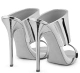 Metallic Stiletto Mule Slide - Silver, Rose Gold, Gold, Python Effect Gold