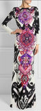 'Suzani' Printed Long Sleeve Maxi Dress - Multi Color - DESIGNER INSPIRED FASHIONS