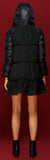 Short Down Coat with Skirt-Hem, Black