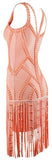 Bead-Embellished Fringed Dress in Pink - DESIGNER INSPIRED FASHIONS
