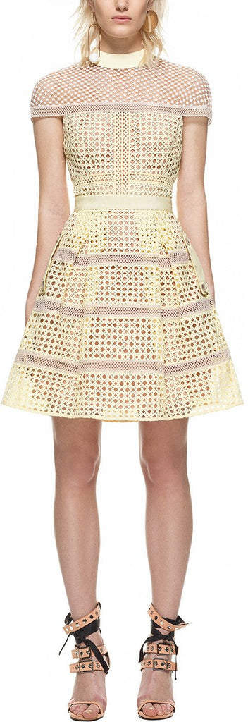 Crosshatch Panelled Mini Dress