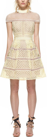 Crosshatch Panelled Mini Dress