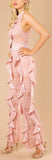 Lace Ruffle Jumpsuit, Pink - DESIGNER INSPIRED FASHIONS