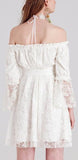 Off-the-Shoulder Floral-Lace White Dress - DESIGNER INSPIRED FASHIONS