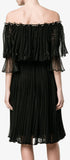 Black Off-the-Shoulder Knitted Lace Dress - DESIGNER INSPIRED FASHIONS