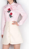 Embroidered Bow-Tie Blouse & Embellished Skirt Set - DESIGNER INSPIRED FASHIONS