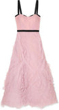Velvet-Trimmed Tulle Gown