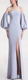 Off-the-Shoulder Illusion Puffed-Sleeve Gown