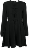 Bow Detail Long-Sleeved Dress, Black