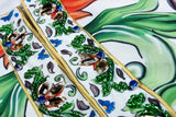 Majolica Print Multicolored Long Embellished Tunic Dress