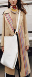 Striped Ribbon Cotton Gabardine Trench Coat