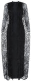 Black Stretch Lace-Cape Gown