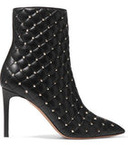 Rockstud Quilted Leather Ankle Boots