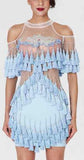 'Abigail' Fringe & Bead Embellished Dress-Light Blue - DESIGNER INSPIRED FASHIONS