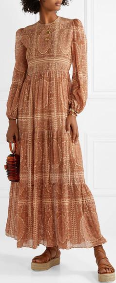 Primrose Shirred Printed Cotton and Silk-Blend Maxi Dress