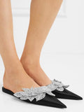 Embellished Satin Slippers - Fuchsia Pink or Black