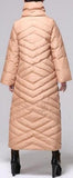 Printed Paneled Long Puffer Coat