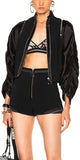 Black Jacket with Zip Sleeves & Black Shorts with Rib Insert & Studded Hem Set - DESIGNER INSPIRED FASHIONS