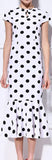 Polka Dot Fluted-Hem Midi Dress - DESIGNER INSPIRED FASHIONS