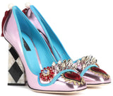 Embellished Mirror Leather Pumps