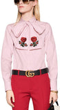 Oxford Shirt with Floral Embroidered Scarf - DESIGNER INSPIRED FASHIONS