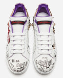 Printed Calfskin Portofino Sneakers With Patch And Embroidery | DESIGNER INSPIRED FASHIONS