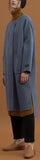 Oversized Wool Wrap Coat, Grey/Blue