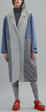 Color-Contrast Wool Quilted Down Coat