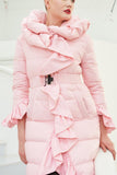 Ruffled Puffer Coat - Pink or Black