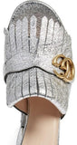 GG Marmont Metallic Crackle-Leather Mules, Gold or Silver - DESIGNER INSPIRED FASHIONS