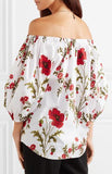 Off-the-Shoulder Floral-Print Cotton-Poplin Top | DESIGNER INSPIRED FASHIONS