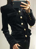 Cropped Velvet Jacket - Black or Blue