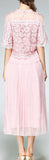 Silk & Lace Blend Top & Skirt Set, Pink - DESIGNER INSPIRED FASHIONS