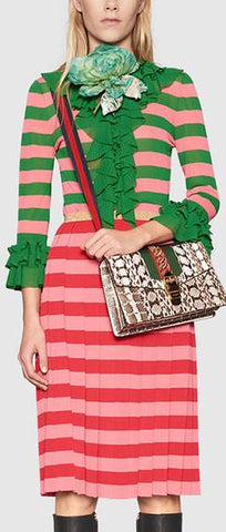 Color-Contrast Ruffle Striped Sweater & Skirt Set - DESIGNER INSPIRED FASHIONS