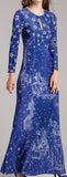 Printed Maxi Dress with Front Key Hole