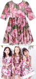 Floral Print Silk Dress with Appliques