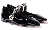 Embellished Patent Leather Ballerina Shoes - (Black, Red, Light Blue) - DESIGNER INSPIRED FASHIONS