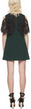 Lace Cape Mini Dress, Black & Green - DESIGNER INSPIRED FASHIONS