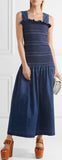 Ruffled Smocked Denim Maxi Dress - DESIGNER INSPIRED FASHIONS
