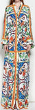 Majolica Print Multicolored Robe-Dress