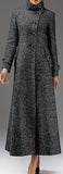 Side Embellished-Button Wool-Blend Coat, Grey
