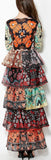 Colorful Patchwork-Print Long Ruffle Tiered Dress - DESIGNER INSPIRED FASHIONS