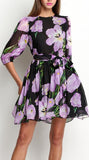 Tulip-Print Silk & Chiffon Mini Dress