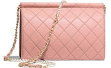 Flap Bag with Pearl Chain, Pink