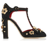 Embellished Brocade Mary Jane Pumps - DESIGNER INSPIRED FASHIONS