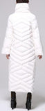 Printed Paneled Long Puffer Coat, White